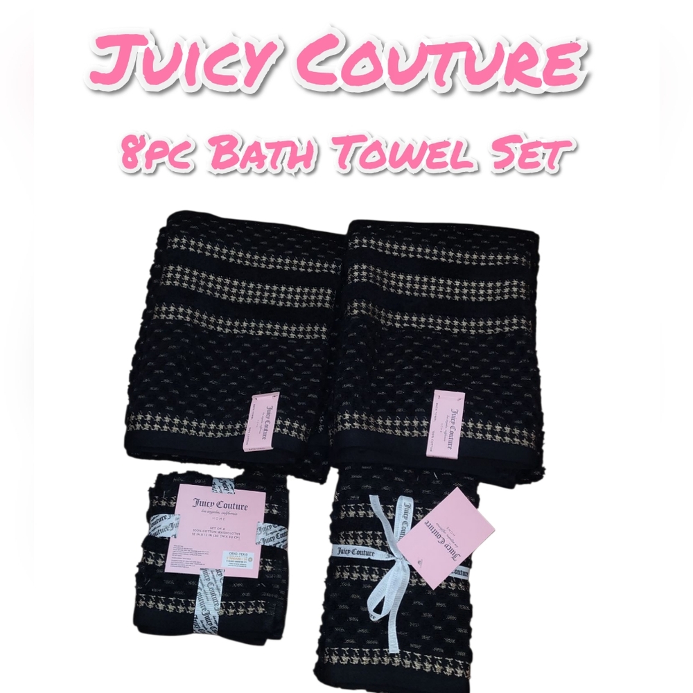 Juicy Couture Black and Gold 8pc Towel Set